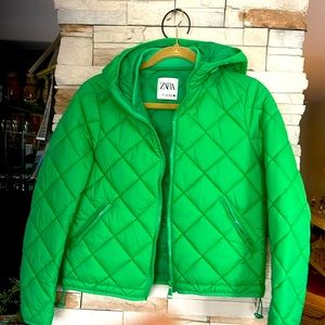 Green quilted jacket